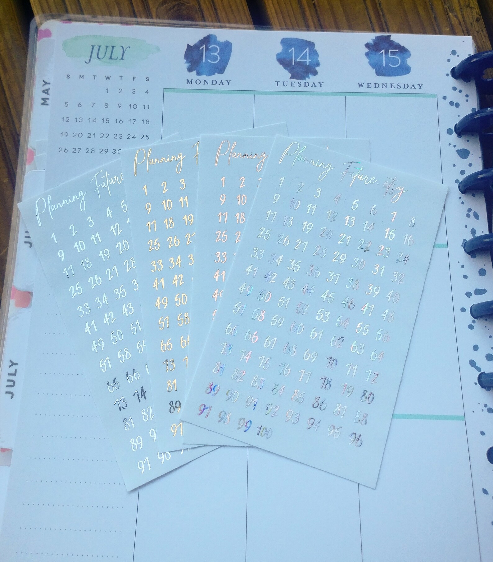 Foiled Small Number Stickers 1-100 , Planner Stickers, Journaling ...