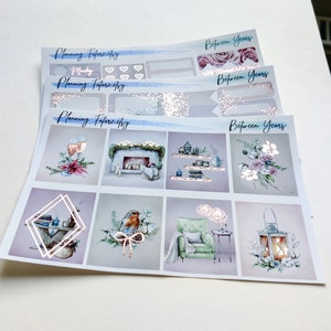 Kit di adesivi in lamina oro rosa "Between Years", adesivi decorativi, adesivi funzionali, adesivi per planner, adesivi per journaling, scrapbooking