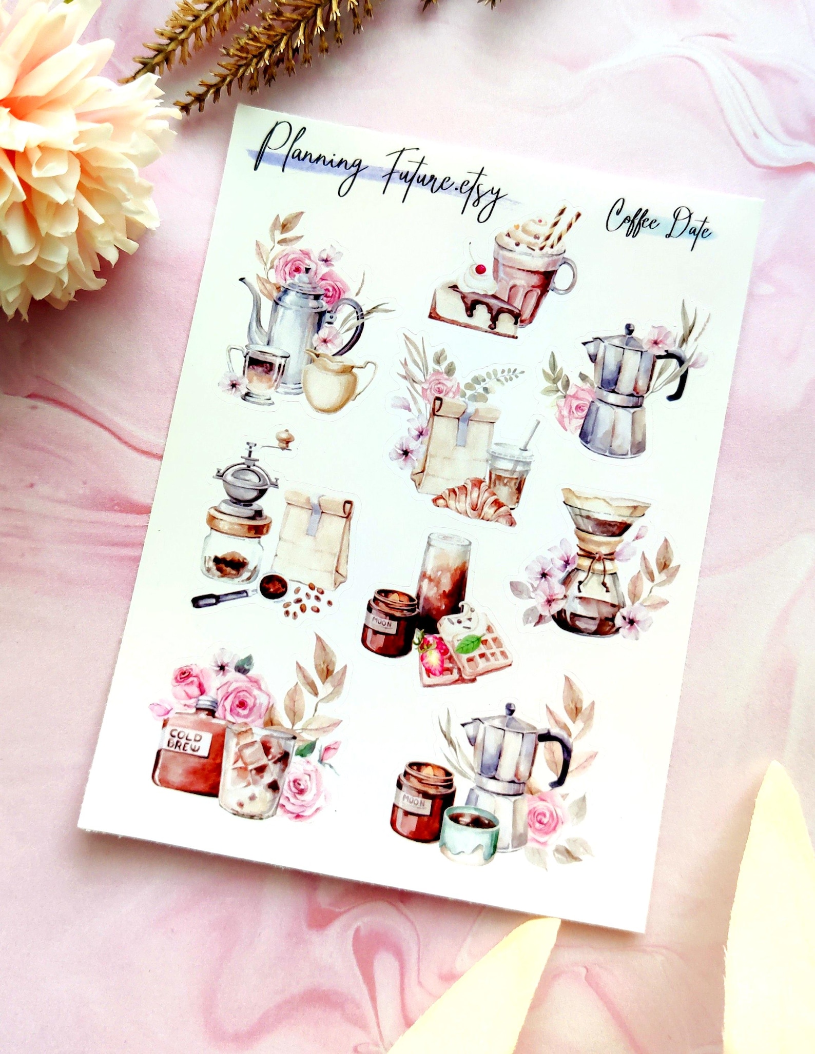 Coffee Date Stickers for Planning, Decorative Stickers, Planner ...