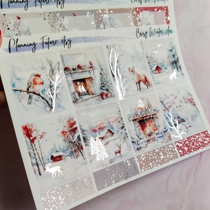 Kit di adesivi in lamina argentata "Crisp Winter Air", adesivi decorativi, adesivi funzionali, adesivi per planner, adesivi per journaling