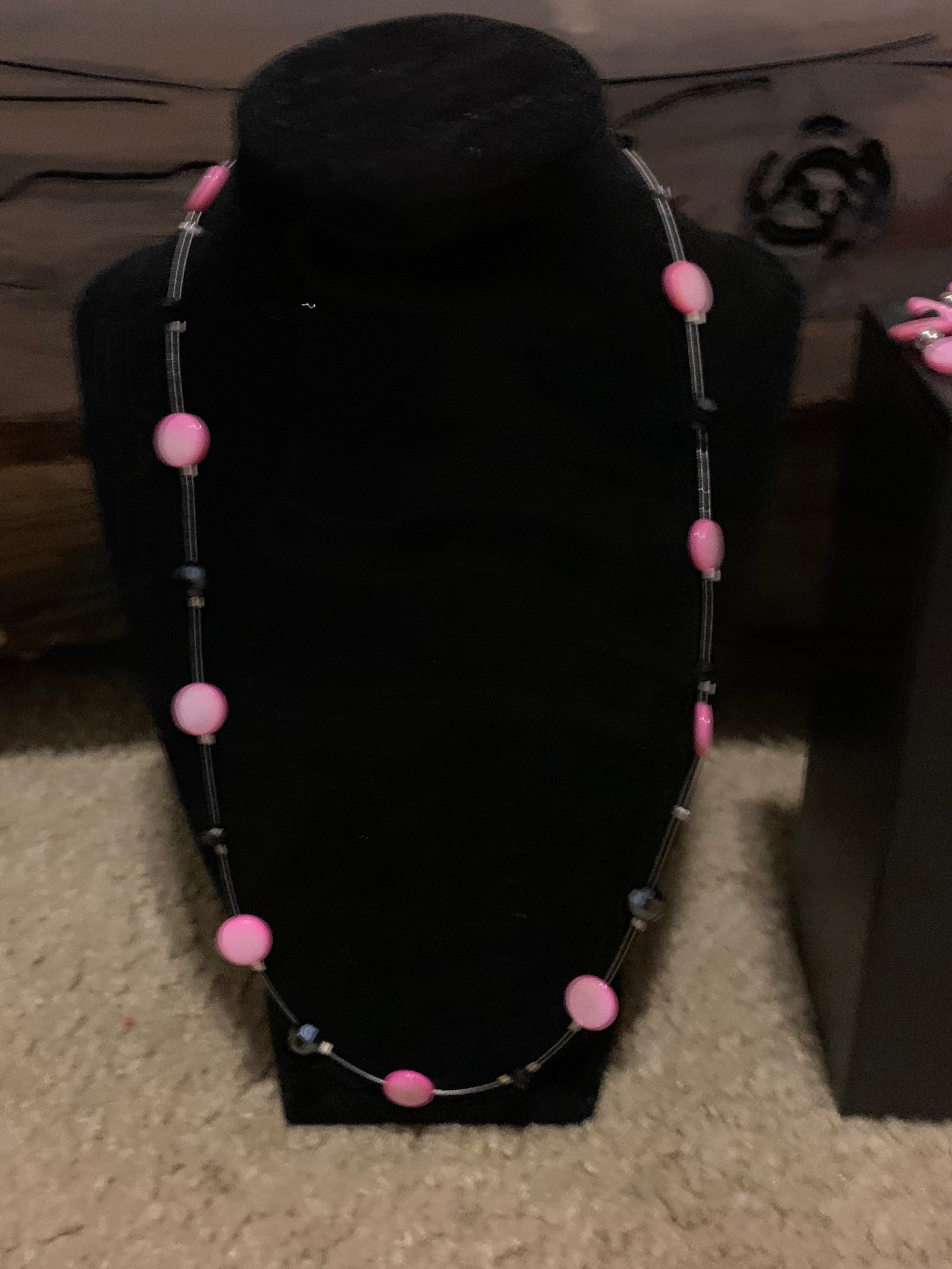 Pink and black jewelry set Etsy