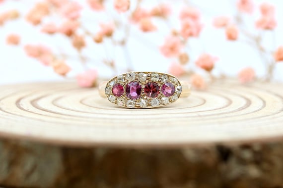 Antique Ruby & Diamond Dress Ring | Statement Rin… - image 1