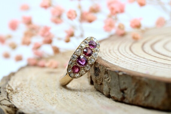 Antique Ruby & Diamond Dress Ring | Statement Rin… - image 5