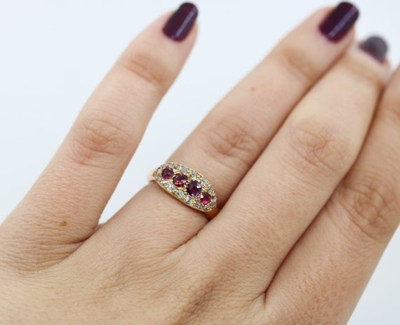 Antique Ruby & Diamond Dress Ring | Statement Rin… - image 3