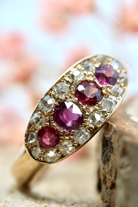 Antique Ruby & Diamond Dress Ring | Statement Rin… - image 2