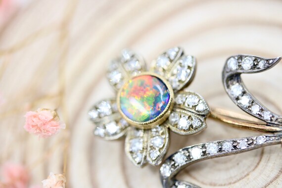 Stunning Antique Diamond & Opal Brooch | Edwardia… - image 3