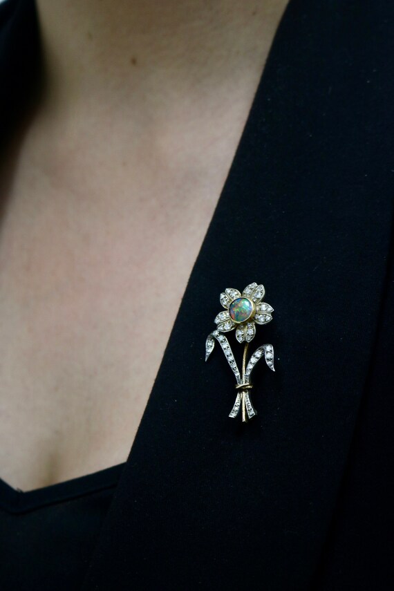 Stunning Antique Diamond & Opal Brooch | Edwardia… - image 6