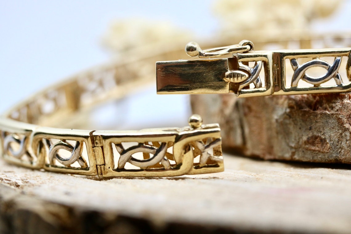 Preowned Twocolour Celtic Design Bracelet 9ct White Gold Etsy UK