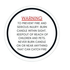 Warnings sticker/ custom labels for candle-3 types-clear/white packaging-safety-12 labels-small business-supplies-candle business