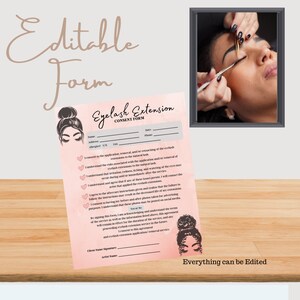 Forme modifiable de petits pains roses pour l'extension de cils entreprise-modifier le fichier-formulaire de consentement-petite entreprise-modifier sur canva