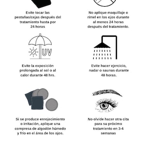 Spaanse instructies para el cuidado posterior del tinte de pestañas/cejas- Digitale download-printbaar-klein bedrijf- Business-marketing