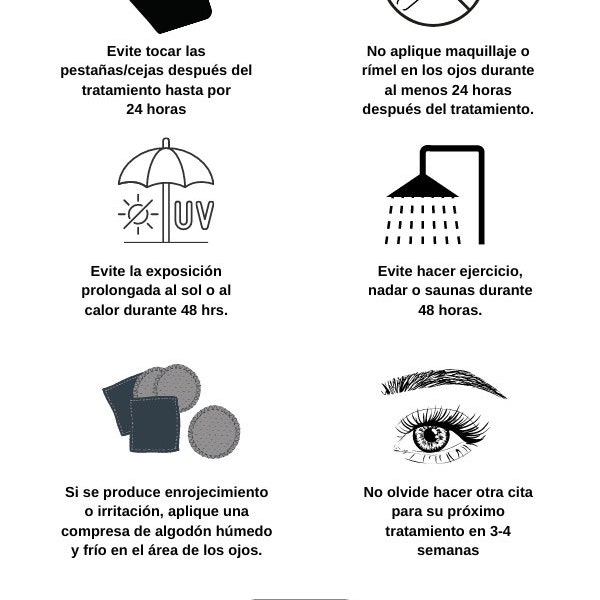 Español Instrucciones para el cuidado posterior del tinte de pestañas/cejas- Descarga digital-imprimible-pequeñas empresas- Negocios-marketing