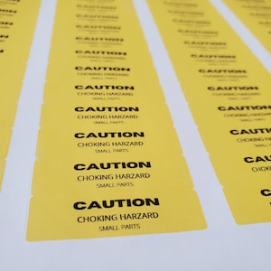 Caution Labels-60/80-Yellow label-choking hazard small parts-small rectangle safety-packaging labels-business supplies