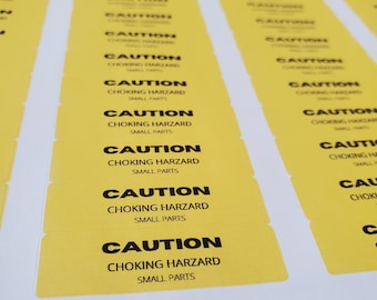 Caution Labels-60/80-Yellow label-choking hazard small parts-small rectangle safety-packaging labels-business supplies