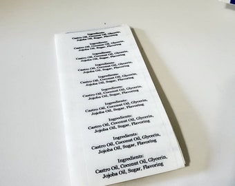 60 Custom Ingredient Labels: Matte Clear/White, Rectangle