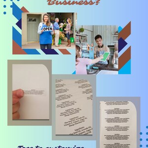 May include: Image promoting ingredient labels for small businesses. The image includes a woman holding an "OPEN" sign, and examples of ingredient labels. Text on the image reads "Need Ingredients Labels For your small Business?" and "Free to customise to your business."