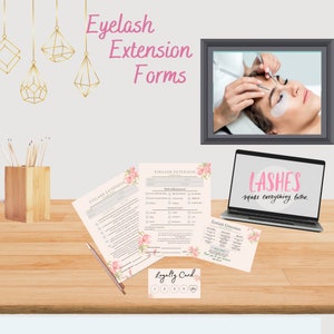 Digital-Flower Pink Form/cards for lash business-downloadable file-consent form/loyalty card/Aftercare card-ready to print