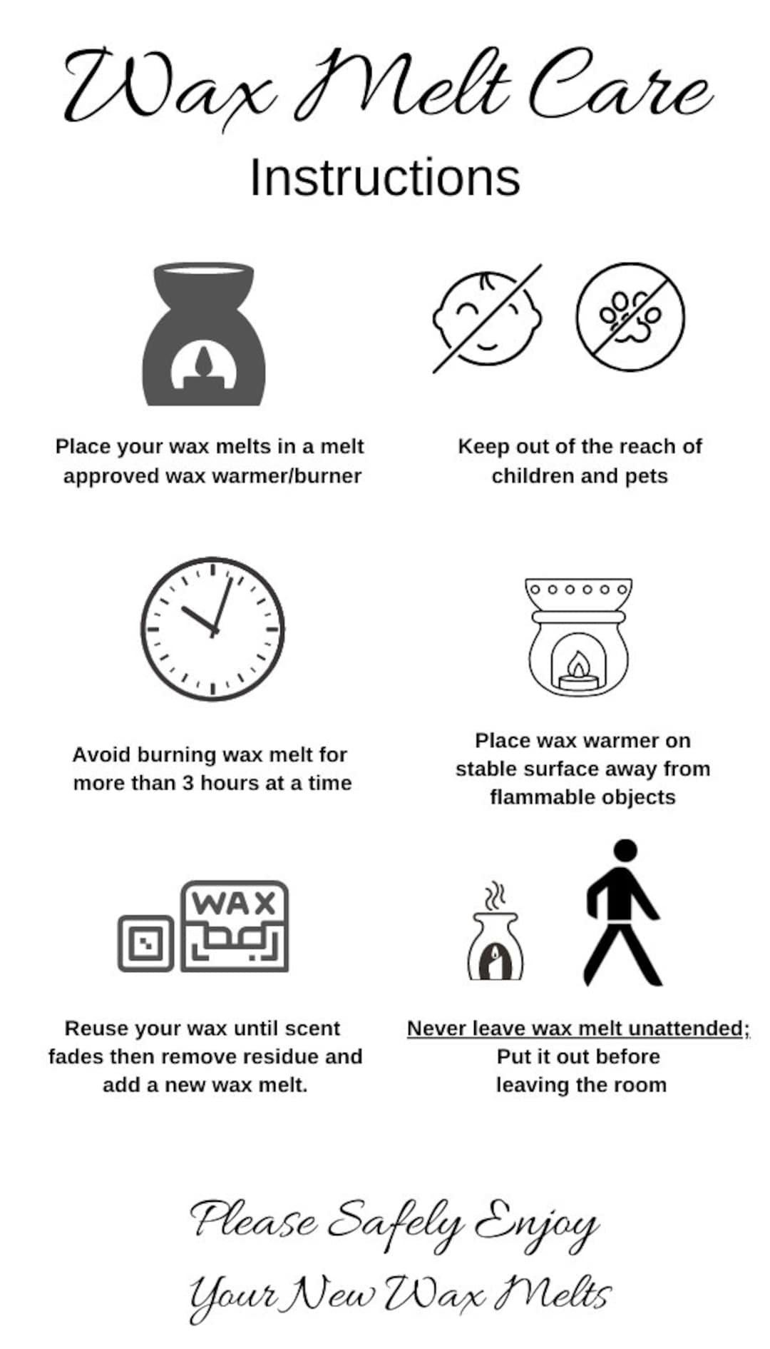 Digitalwax Care Instructions for Homemade Businesses Digital Download