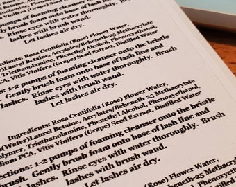 Ingredients/Directions (30) labels-glossy white labels-custom labels-lash business-small business supplies