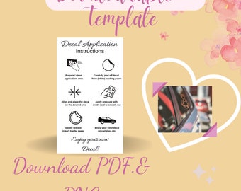 Printable Decal Application Instructions Cards Decal Tips - Etsy