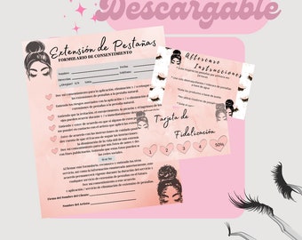 Pink Eyelash Extension Forms: Consent & Aftercare (Printable PDF)