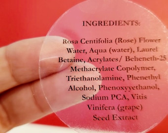 Prolong ingredients (24) circle glossy clear Lash bath labels-custom-cosmetic labels for business-small business-any ingredients