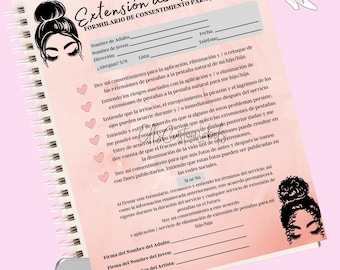 Formulario digital-rosa descargables-formulario de consentimiento para Jovensitos -listo para imprimir