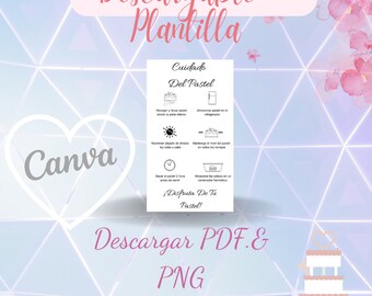 Cuidado Del Pastel Trajetas para negocios caseros de panadería / pasteles- Baker- Digital Download-printable-small business