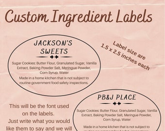 Clear or White Oval labels (36)- Food labels-custom ingredients labels-labels for business-small business- any type-Food safety labels