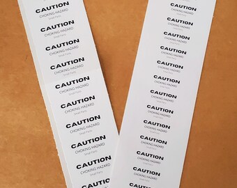 Caution labels- 60/80-white label-choking hazard small parts-small rectangle safety-packaging labels-business supplies
