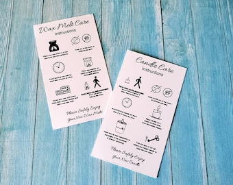 Candle & Wax Melt Care Instruction Cards - Small Business (20 Cards)