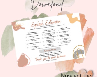 Digital-Lash Extension After Care instructions Cards- digital download-small business-lash extensions-Beauty business-lash bath-esthetician