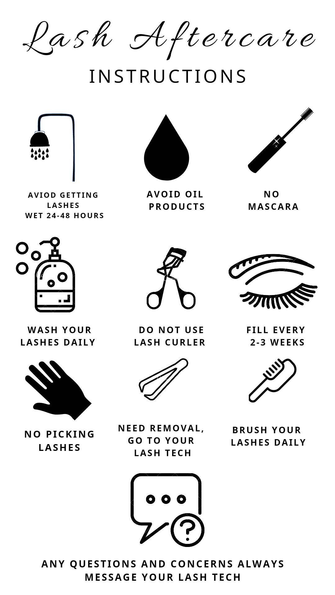 Digital Lash Aftercare Instructions for Homemade Businesses Digital Download printable small Business lash Extension Business marketing Etsy