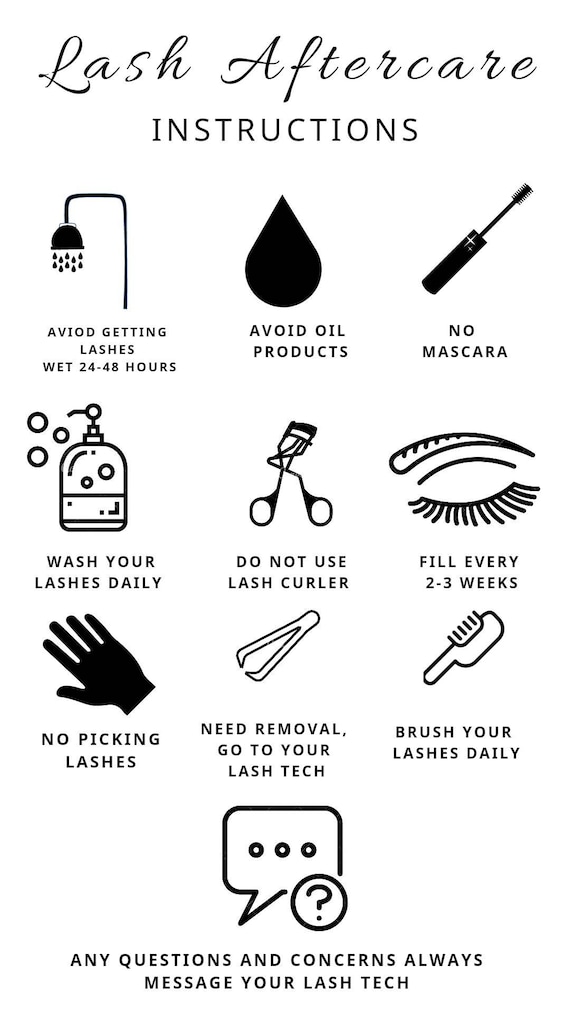 Digital Lash Aftercare Instructions For Homemade Businesses - Etsy UK