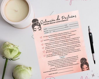 Formulario digital-rosa descargables-formulario de consentimiento-listo para imprimir