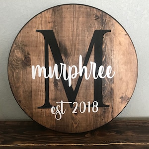 Round Last Name Wooden Sign | Personalized Wooden Sign | Round Wood Sign | Last Name Sign, Wedding Gift| Gifts for couples | 18 inch sign