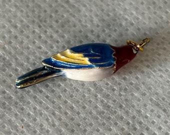 The Danbury Mint Vintage Singbird Charm Gold Plated Enamel