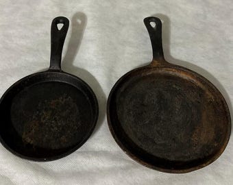 Cast Iron Flat Skillets lot of 2,  one 5 inch and one 6 inch