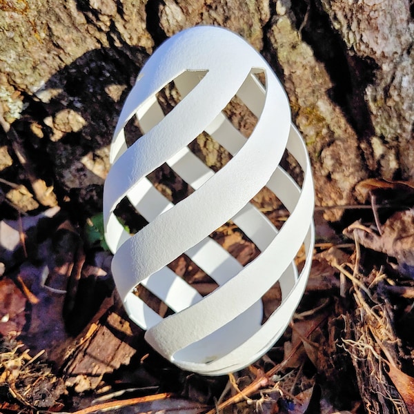 Carved Goose Egg Spiral Ribbons