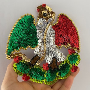 Small Mexican eagle in sequins, application embroidered in sequins