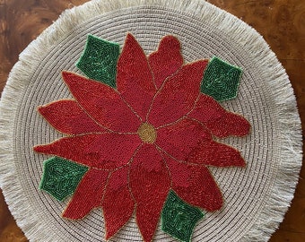 Embroidered Christmas Eve rug