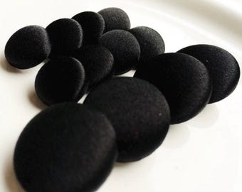 Black Silk Satin Tuxedo Buttons 100% Silk Charmeuse Mens Suit Jacket and Sleeve Button Set