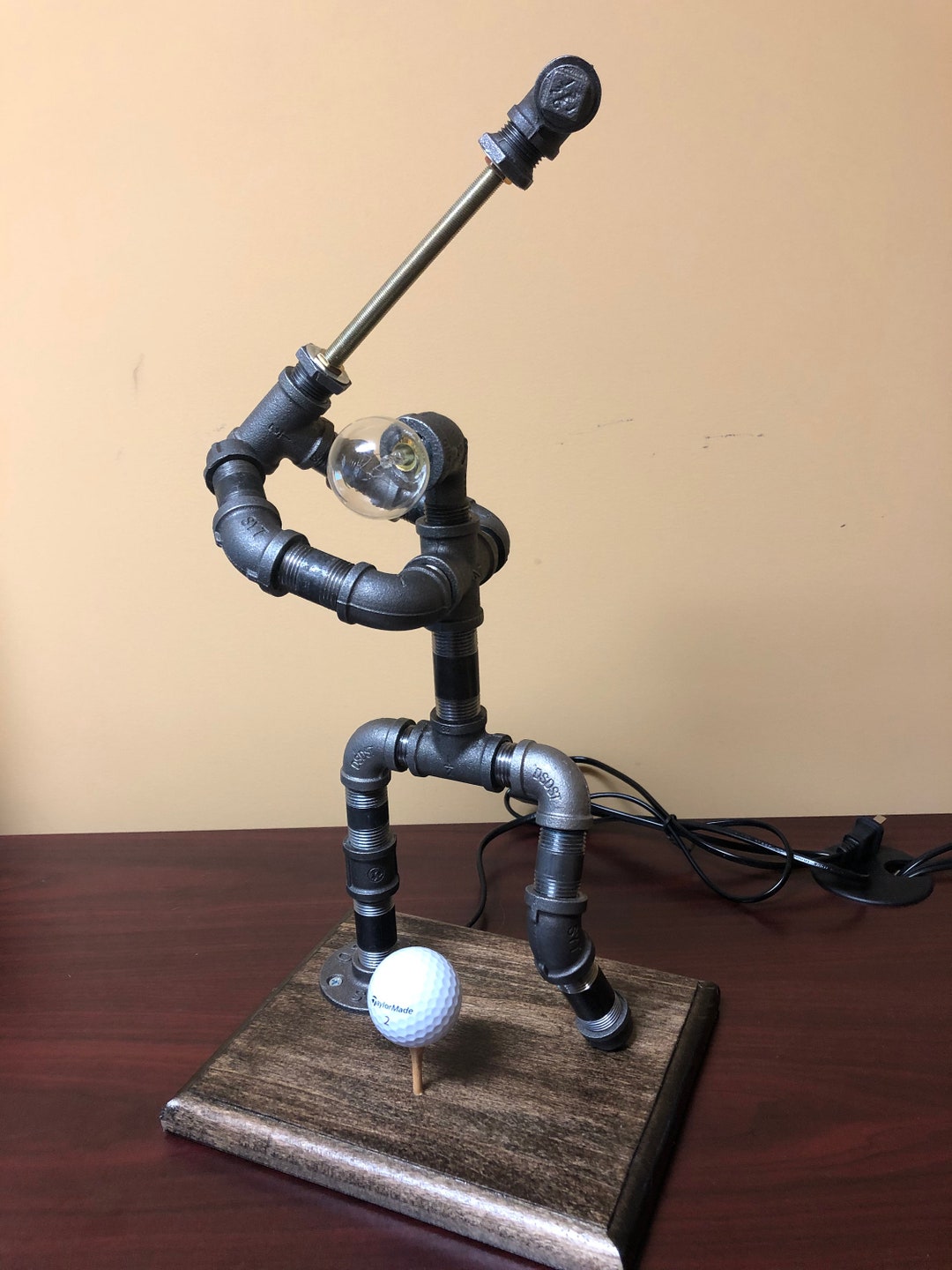 Golfer Industrial Table Lamp Steampunk Edison Metal Unique Vintage