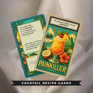 Cocktail Recipe Cards: Illustrated Vintage Bar Art, Mixology Deck and Fun Facts