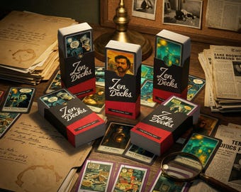 True Crime, Mystery & Kriminelle Karten | 40-Karten Illustrierte Hüllen Deck