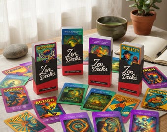 Mindfulness Tarot Cards | 40 Illustrated Motivational Affirmations Deck | Self Care & Meditation Gift