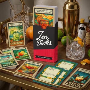 Cocktail Recipe Cards | 40-Card Illustrated Mixology Deck