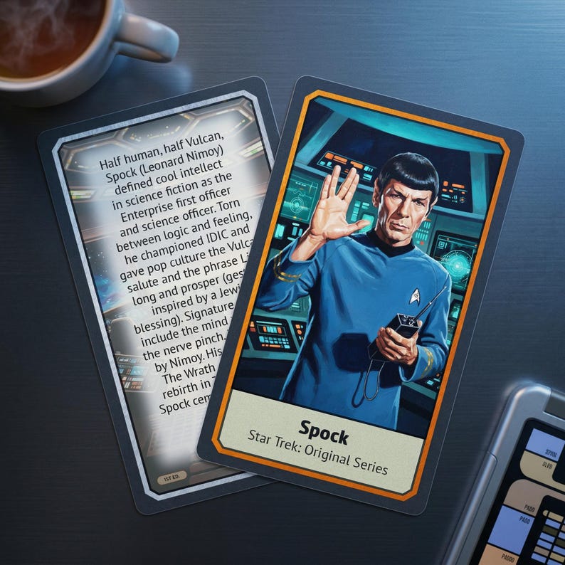 Spock Data Card Star Trek Collector Cards | 40-card Illustrated Trekkie Sci-fi Deck - Etsy