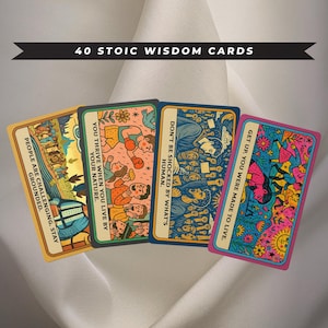 Stoic Wisdom Card Deck: 40 Illustrated Tarot Cards of Daily Meditations, Reflection & Philosophy Insights