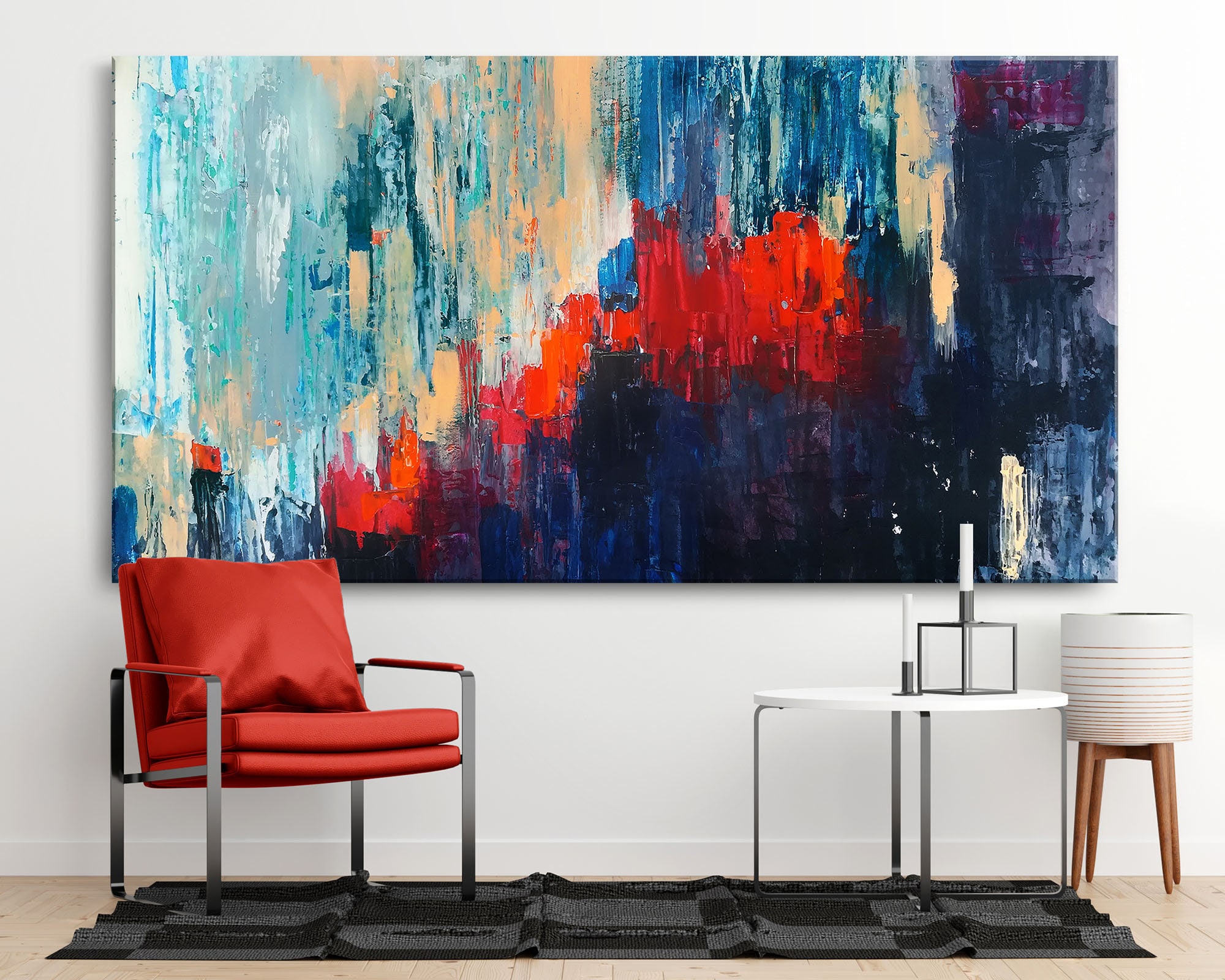 Long Wall Art Large Colorful Wall Art Oversized Wall Art Etsy